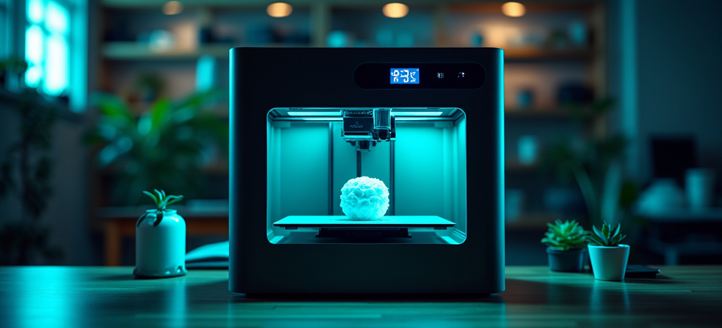 Moderner 3D-Drucker beim Druck in einer Werkstatt